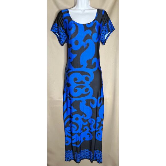 White Mark Blue And Black Pattern Maxi Dress L - Picture 1 of 8